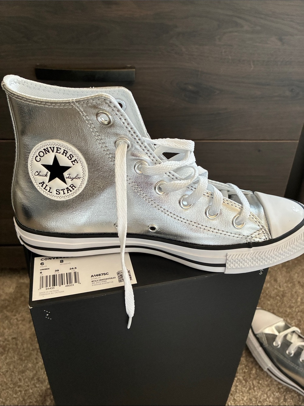 Converse Metallic Silver High Top Sneakers - Picture 6 of 6